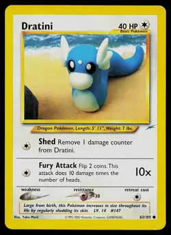 Pokemon Card Neo Destiny Dratini 63/105 Common - Image 1