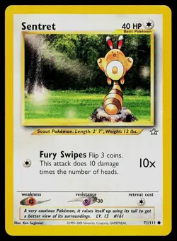 Pokemon Card Neo Genesis Sentret 71/111 Common - Image 1