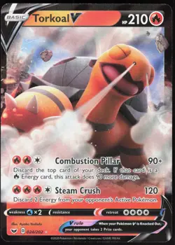 Sword & Shield Torkoal V 024/202 Holo V Rare Pokemon NM/M - Image 1
