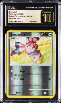 2008 POKEMON GREAT ENCOUNTERS - REVERSE HOLO #84/106 SNUBBULL CGC 10 PERFECT - Image 1