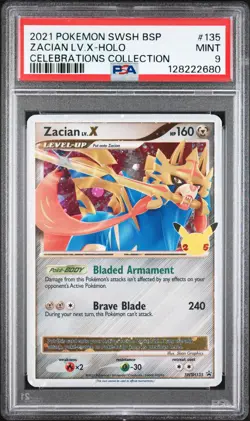 2021 POKEMON SWSH BLACK STAR PROMO CELEBRATIONS COLL #135 ZACIAN LV.X-HOLO PSA 9 - Image 1