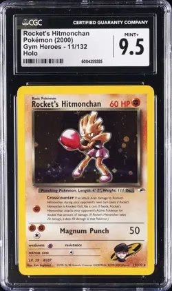 2000 POKEMON GYM HEROES - HOLO #11/132 ROCKET'S HITMONCHAN CGC 9.5 - Image 1