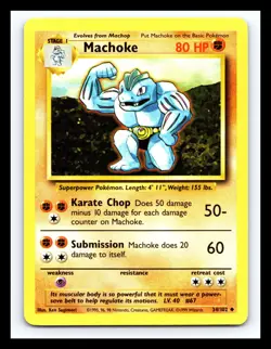 💥 Machoke 34/102 Base Set Rare Unlimited WOTC Pokemon TCG 1999 - Image 1
