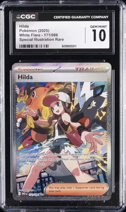 2025 POKEMON EN WHITE FLARE SPECIAL ILLUSTRATION RARE #171 HILDA CGC 10 GEM MINT - Image 1