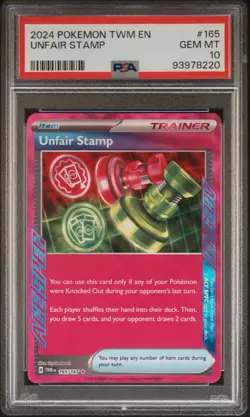 2024 POKEMON TWM EN-TWILIGHT MASQUERADE #165 UNFAIR STAMP PSA 10 - Image 1