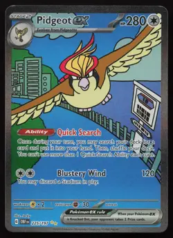 Pidgeot ex 225/197 Special Illustration Rare Obsidian Flames Pokemon English NM - Image 1