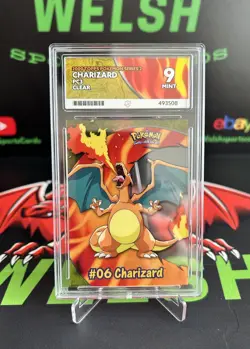 Topps Pokemon TV Animation 2000 Series 2 Charizard Clear PC3 Blue Logo ACE 9 MT - Image 1