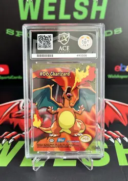 Topps Pokemon TV Animation 2000 Series 2 Charizard Clear PC3 Blue Logo ACE 9 MT - Image 2