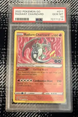 2022 Pokemon Go Radiant Charizard Holo Rare PSA 10 Gem Mint #011 - Image 1