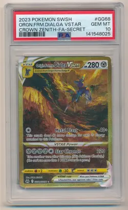 2023 POKEMON SWSH CROWN ZENITH FA SECRET ORIGIN FORME DIALGA VSTAR #GG68 PSA 10 - Image 1