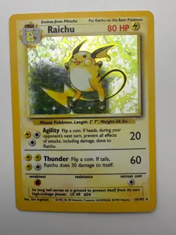 Raichu 14/102 Holo Rare Base Set Unlimited Pokemon Near Mint - Image 1