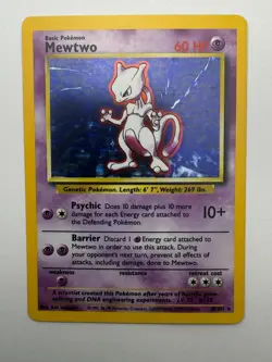 Mewtwo 10/102 Holo Rare Base Set Unlimited Pokemon Near Mint - Image 1