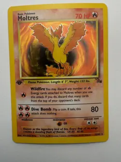 Moltres 12/62 Rare Fossil Pokemon 1st Edition Holo Near Mint - Image 1