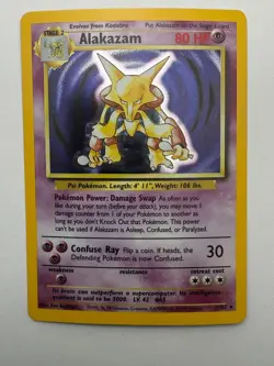 Alakazam 1/102 Holo Holo Rare Base Set Unlimited Pokemon Near Mint - Image 1