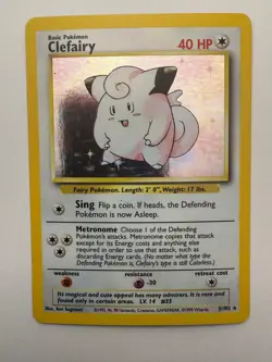 Clefairy 5/102 Holo Rare Base Set Unlimited Pokemon Near Mint - Image 1