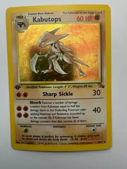 Kabutops 9/62 Fossil Pokemon 1st Edition Holo Near Mint - Image 1