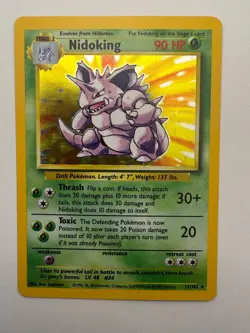Nidoking 11/102 Holo Rare Base Set Unlimited Pokemon Near Mint - Image 1