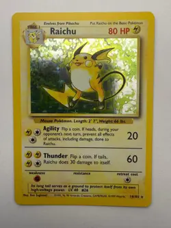 Raichu 14/102 Holo Rare Base Set Unlimited Pokemon Near Mint - Image 1