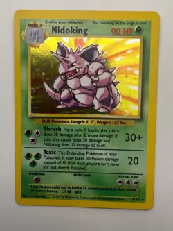 Nidoking 11/102 Holo Base Set Unlimited Pokemon Near Mint - Image 1