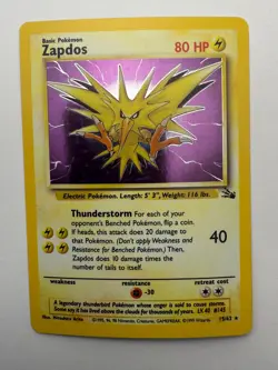 Zapdos 15/62 Fossil Pokemon Unlimited Holo Near Mint - Image 1