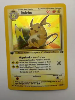 Raichu 14/62 Fossil Pokemon 1st Edition Holo Near Mint - Image 1
