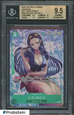 BGS 9.5 One Piece TCG EXCLUSIVE Asia Mini Tin Vol 2 Nico Robin Promo Foil P-111 - Image 1