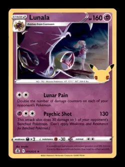 Lunala 015/025 Holo R Celebrations Pokemon Holo - Image 1