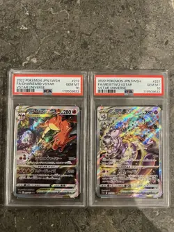 PSA10 Pokemon Card Charizard VSTAR SAR & Mewtwo VSTAR SAR Set s12a - Image 1