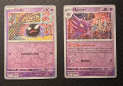 Pokemon Scarlet and Violet 151 Cards 092 Gastly and 093 Haunter Reverse Holo - Image 1
