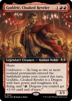 Goddric, Cloaked Reveler (Extended Art)-R-347-Wilds of Eldraine-[Foil]-[NM] -MTG - Image 1