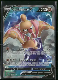 Conkeldurr V (Full Art) Holo Ultra Rare Pokemon GO 073/078 NM - Image 1