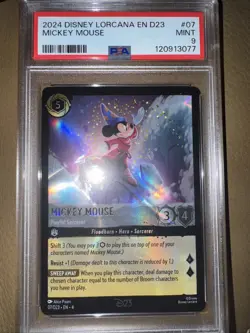 DISNEY LORCANA D23 2024 Exclusive Mickey Mouse Playful Sorcerer FOIL PSA 9 - Image 1