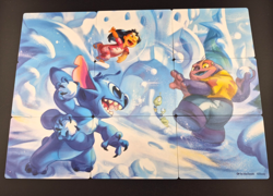 Disney Lorcana - Winterspell - 9 Cards Puzzle Art - Snowball Fight - Lilo Stitch - Image 1
