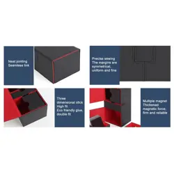 Card Deck Box with 3 Drawers Large Capacity Magnetic Closure PU Leather Game - Image 2