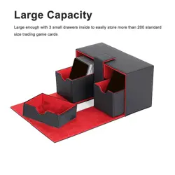 Card Deck Box with 3 Drawers Large Capacity Magnetic Closure PU Leather Game - Image 3