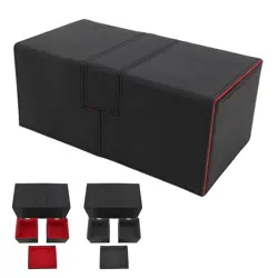 Card Deck Box with 3 Drawers Large Capacity Magnetic Closure PU Leather Game - Image 4