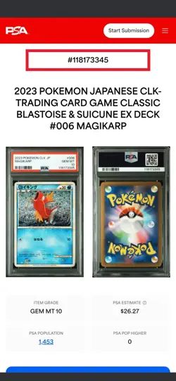 Pokemon Card [psa10] Consecutive Magikarp Gyarados Classic Near Mints From Japan - Image 3