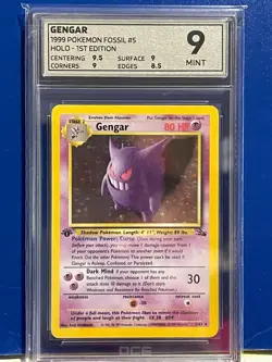 GENGAR Holo 5/62 Rare 1st Edition Fossil Pokemon Card 1999 tcg wotc OCE MINT 9 - Image 1