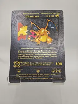 Pokemon TCG - Base Set Charizard Shadowless Art Ultra Rare - Black Metal Card - Image 1