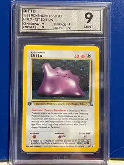 Ditto Holo 3/62 Rare 1st Edition Fossil Pokemon Card 1999 tcg wotc OCE MINT 9 - Image 1