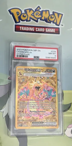 Pokemon 2023 Obsidian Flames Charizard EX Hyper Rare Card 228/197 PSA 8 - Image 1