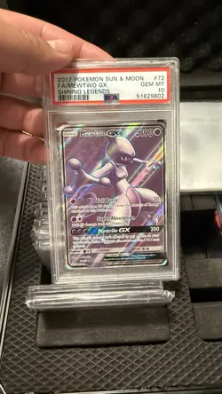 2017 POKEMON SUN & MOON SHINING LEGENDS #72 FULL ART/MEWTWO GX PSA 10 - Image 1