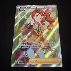 Pokemon TCG Sword & Shield Rebel Clash Sonia Trainer 192/192 Ultra Rare NM/MINT - Image 1
