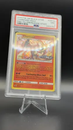 2019 Pokemon Charizard Prerelease Staff Holo Black Star Promo SM158 PSA 9 - Image 2