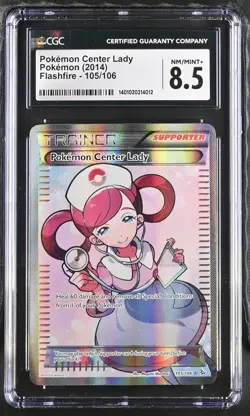 Pokemon Center Lady 105/106 Full Art Flashfire CGC 8.5 - Image 1