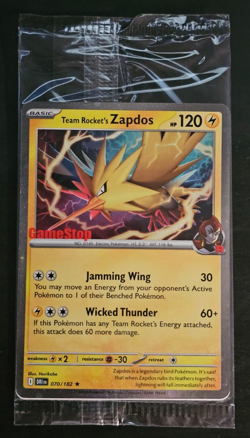 Team Rocket's Zapdos 70/182 - Pokemon Gamestop Stamped Promo - Sealed - Image 1