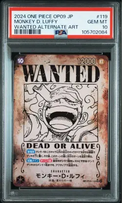 One Piece Monkey D Luffy Wanted Poster PSA10 OP05-119 Rare Collectible Card - Image 1