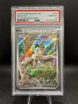 2025 Pokemon Phantasmal Flames Meowth Illustration Rare #106/094 PSA 10 - Image 1