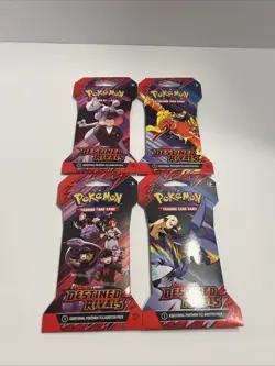 4x Pokemon TCG Scarlet & Violet Destined Rivals Packs Full Art Set - Image 1
