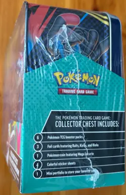 POKEMON TCG COLLECTOR METAL CHEST with 6 BOOSTER PACKS & Mini Portfolio - Image 3